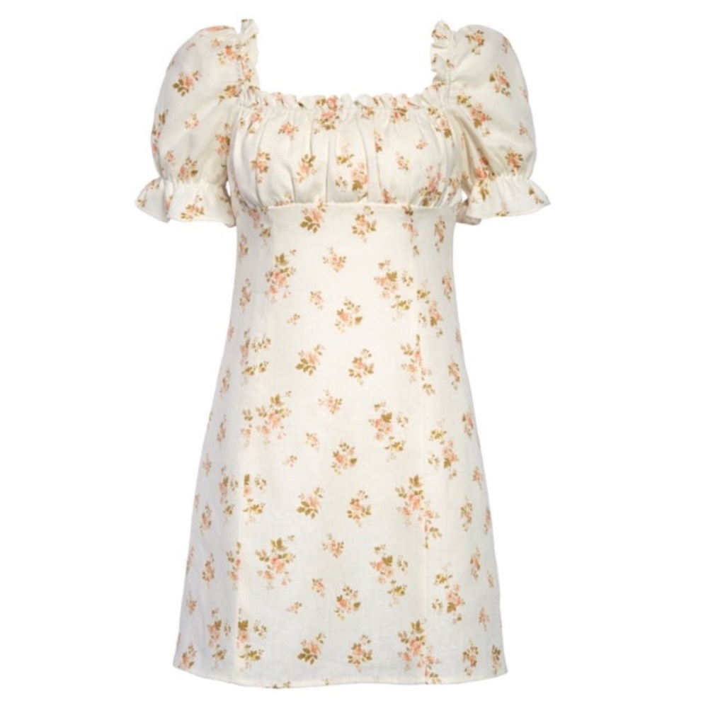 Reformation Robles Mildred Linen Floral Mini Dress